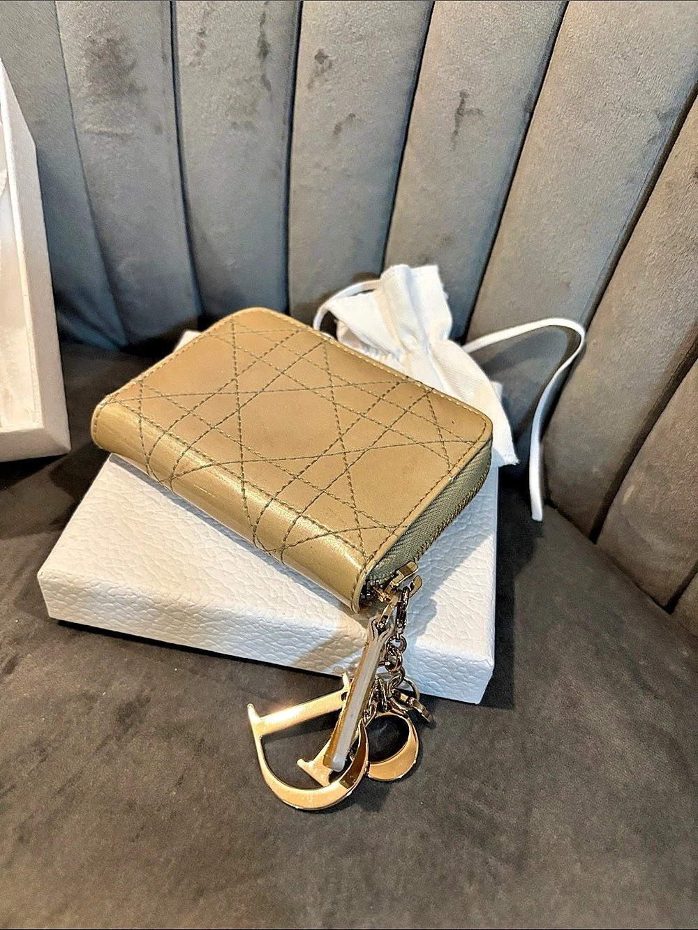Dior Small Lady Dior Voyageur Coin Purse Gold
